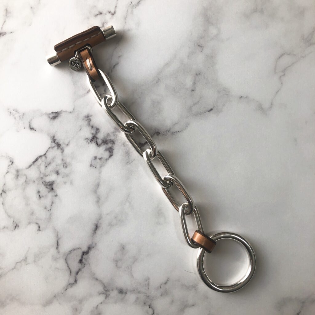 CXC シーエックスシー　レザー　コンビ　チェーン　ブレスレット　キャメル　シルバー　アマン　バングル