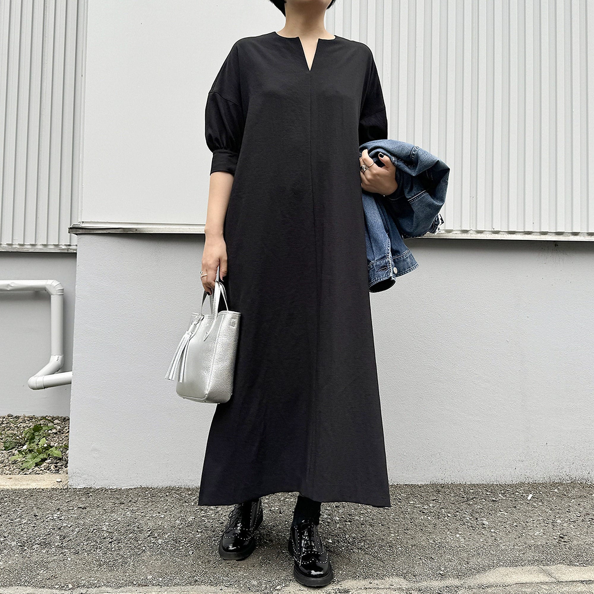 12closet
【コラボ】【洗える】リネン見えパフ袖ワンピース