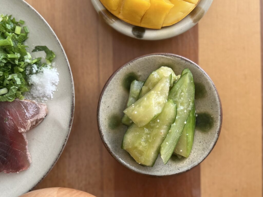 出来上がった「簡単きゅうりのみそ漬け」