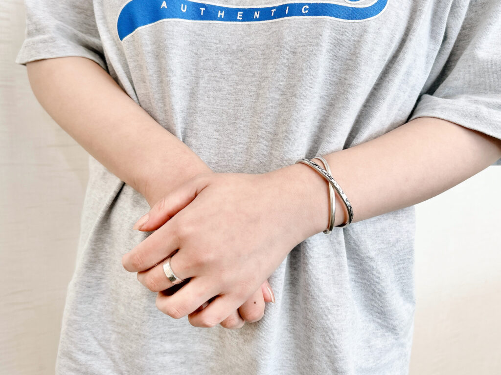 「Makers' Base」のワークショップで作ったシルバーリングコーデ