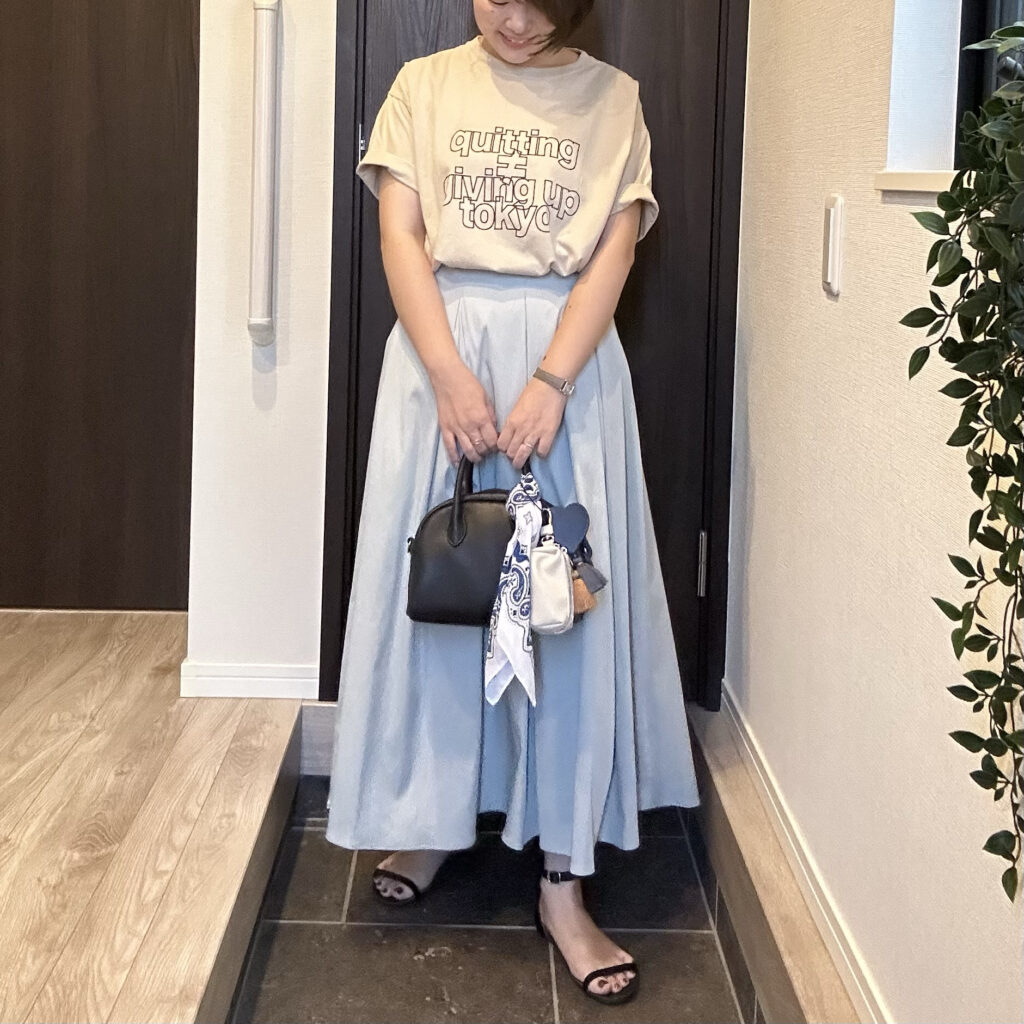 【8月上旬】30代ママの夏コーデ3days | ロゴTシャツとスカートコーデ