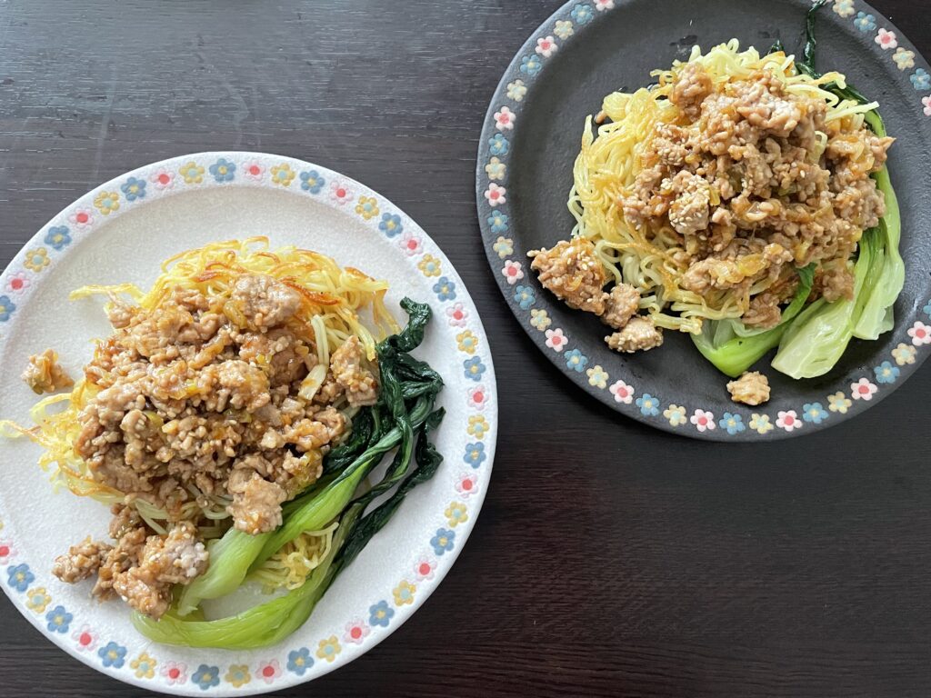 ぐっち夫婦のレシピ「オイスターそぼろ中華混ぜ麺」を40代主婦が作ってみた写真。