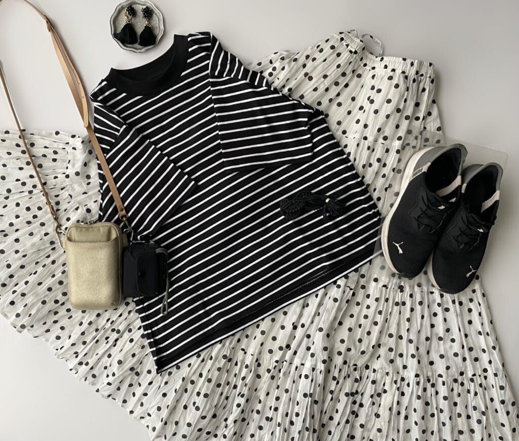 40代女性の2025年8月初旬コーデのフラットレイ画像【その3】