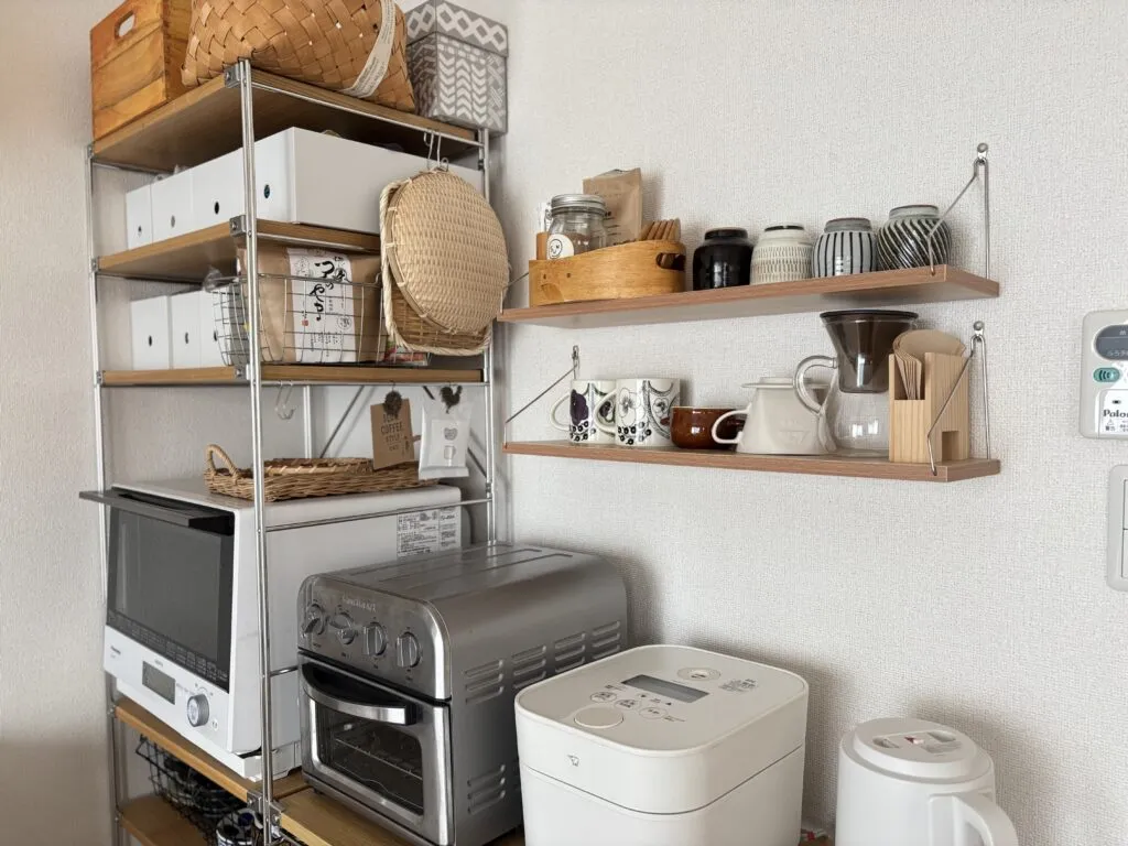 キッチン　無印良品のステンレスユニットシェルフ