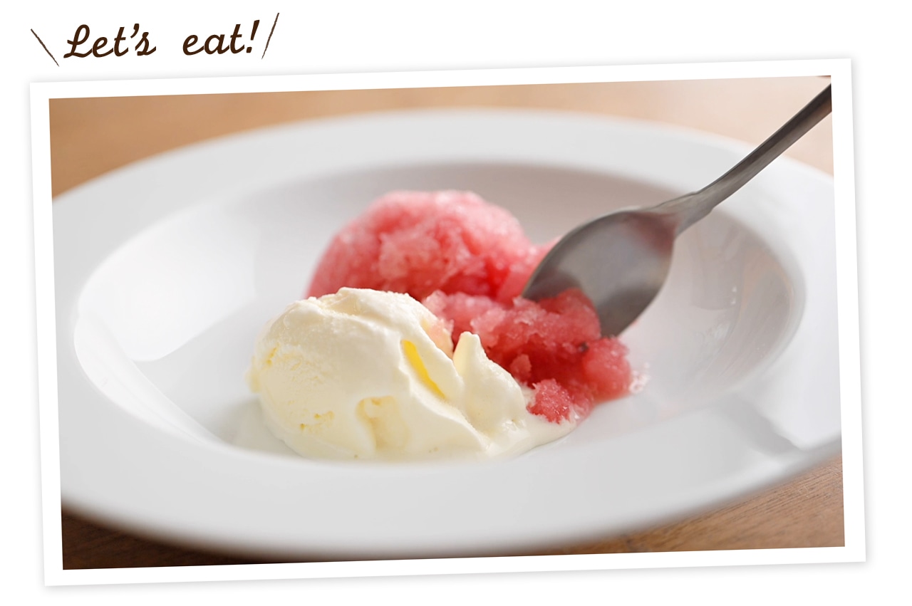 夏限定！大人のデザート「スイカのグラニテ ミルクアイス添え」レシピ／近藤幸子さんの「おやこおやつ」