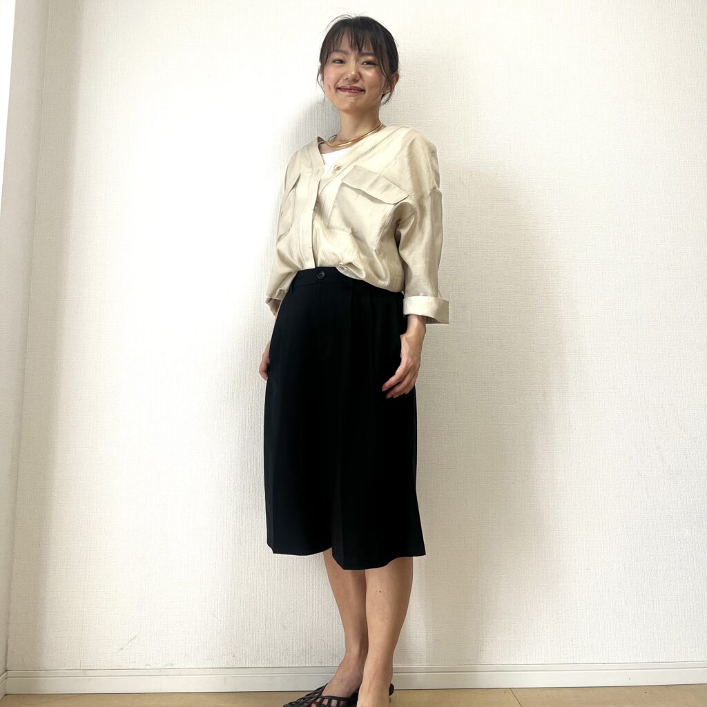 シアーシャツ　コーディネート　ファッション