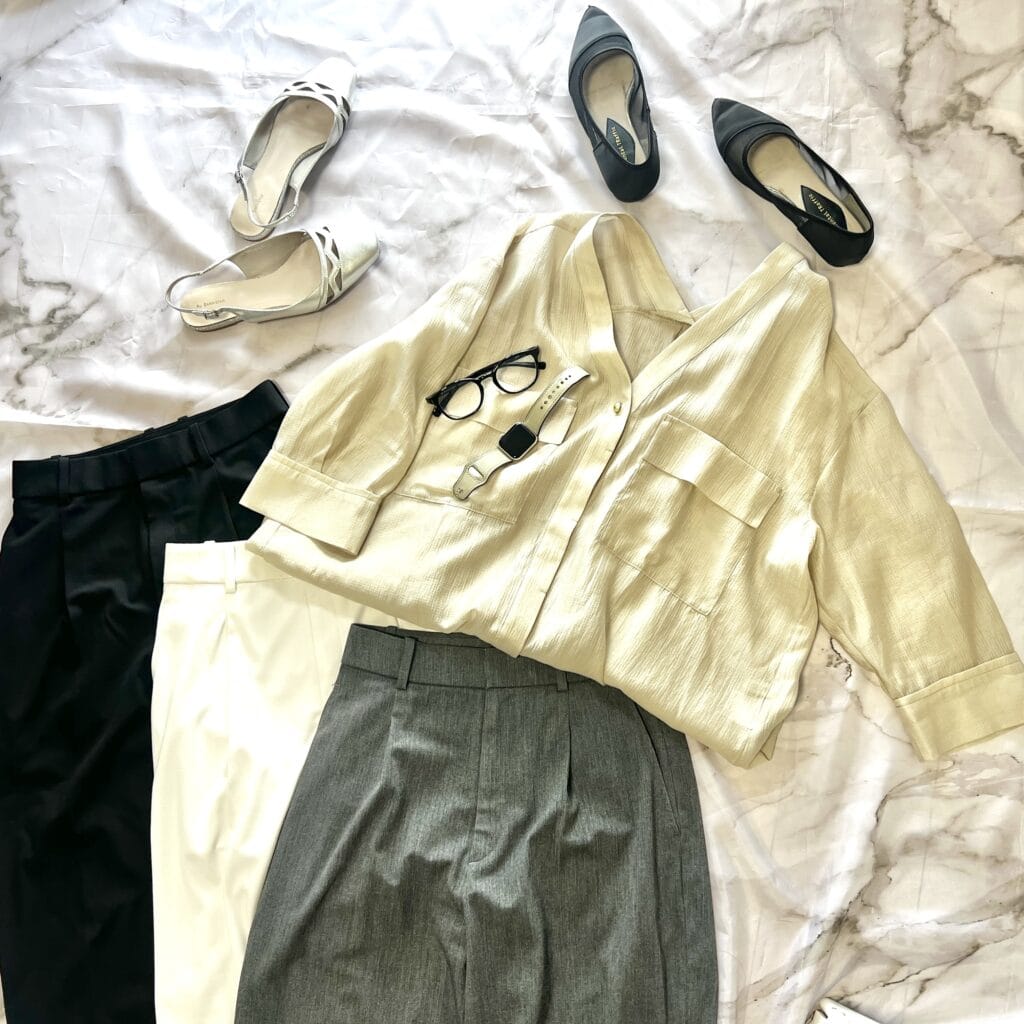 シアーシャツ　コーディネート　ファッション