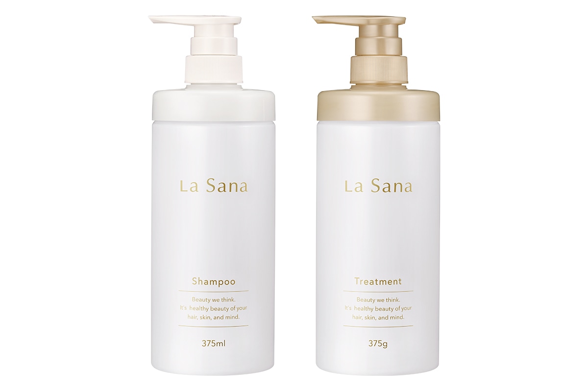 （左から）ラサーナ プレミオール シャンプー用専用空ボトル ￥495（税込）・同 トリートメント用専用空ボトル ￥495（税込）／ヤマサキ
