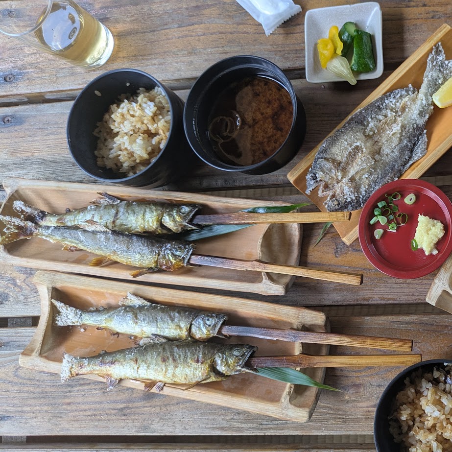 鮎つくし　平瀬やな　食事