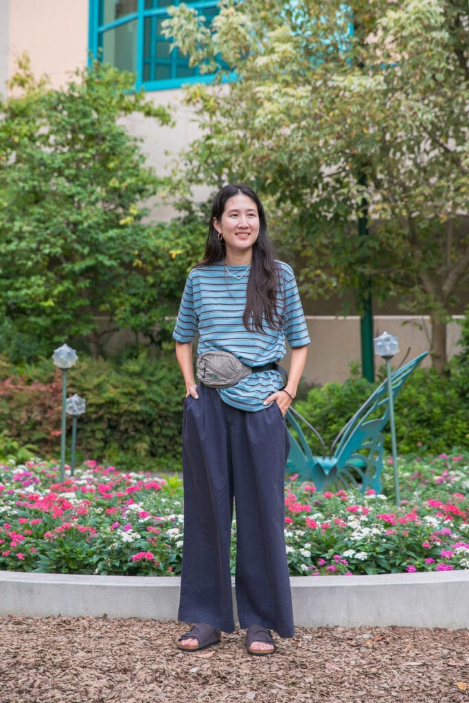 アーバンリサーチ ドアーズ スタイリスト高橋美帆さん　マルチボーダートップス　パンツコーデ