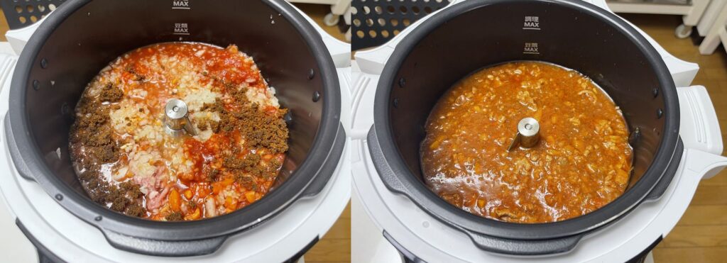 ティファール「ラクラ・クッカー自動調理鍋」￥8000　カレー作り