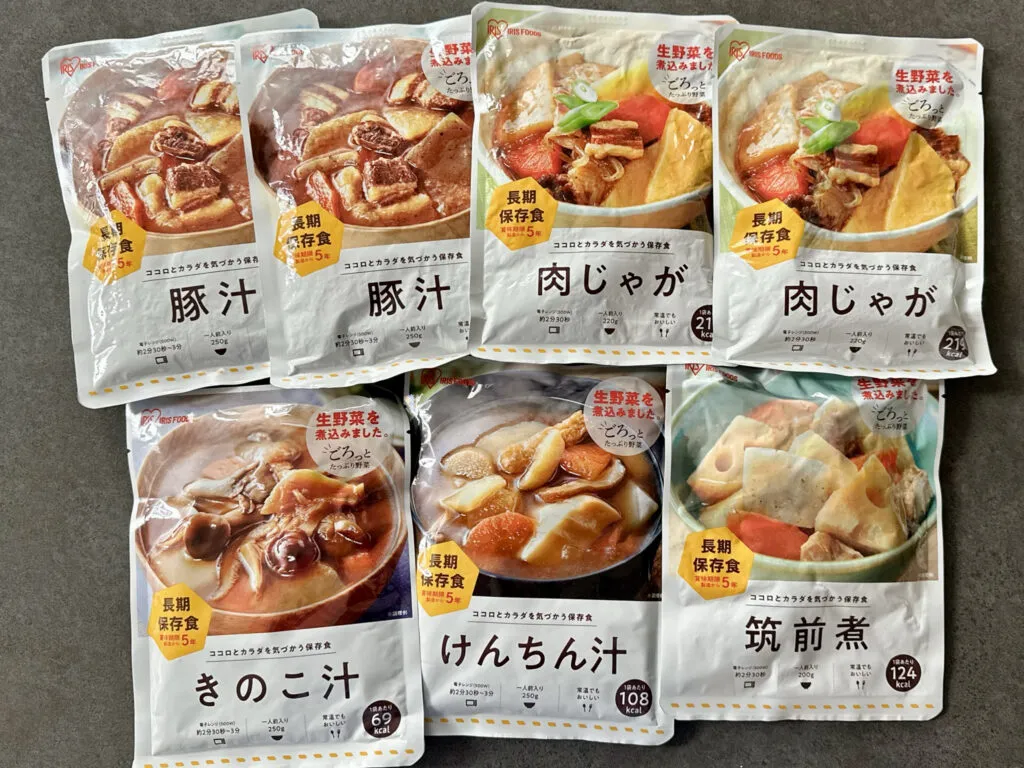 アイリスオーヤマ「防災食セット ごはんおかず 10種28食」汁物系