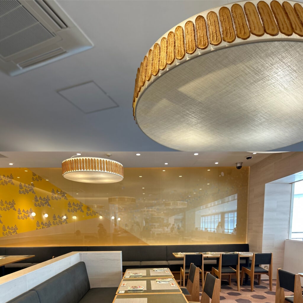 うなぎパイカフェのインスタ映えするうなぎパイの照明。