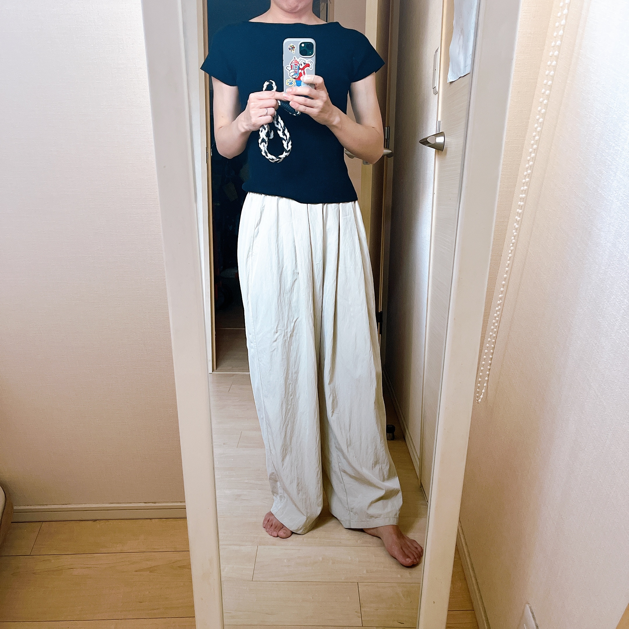 リブニットボートネックプルオーバー