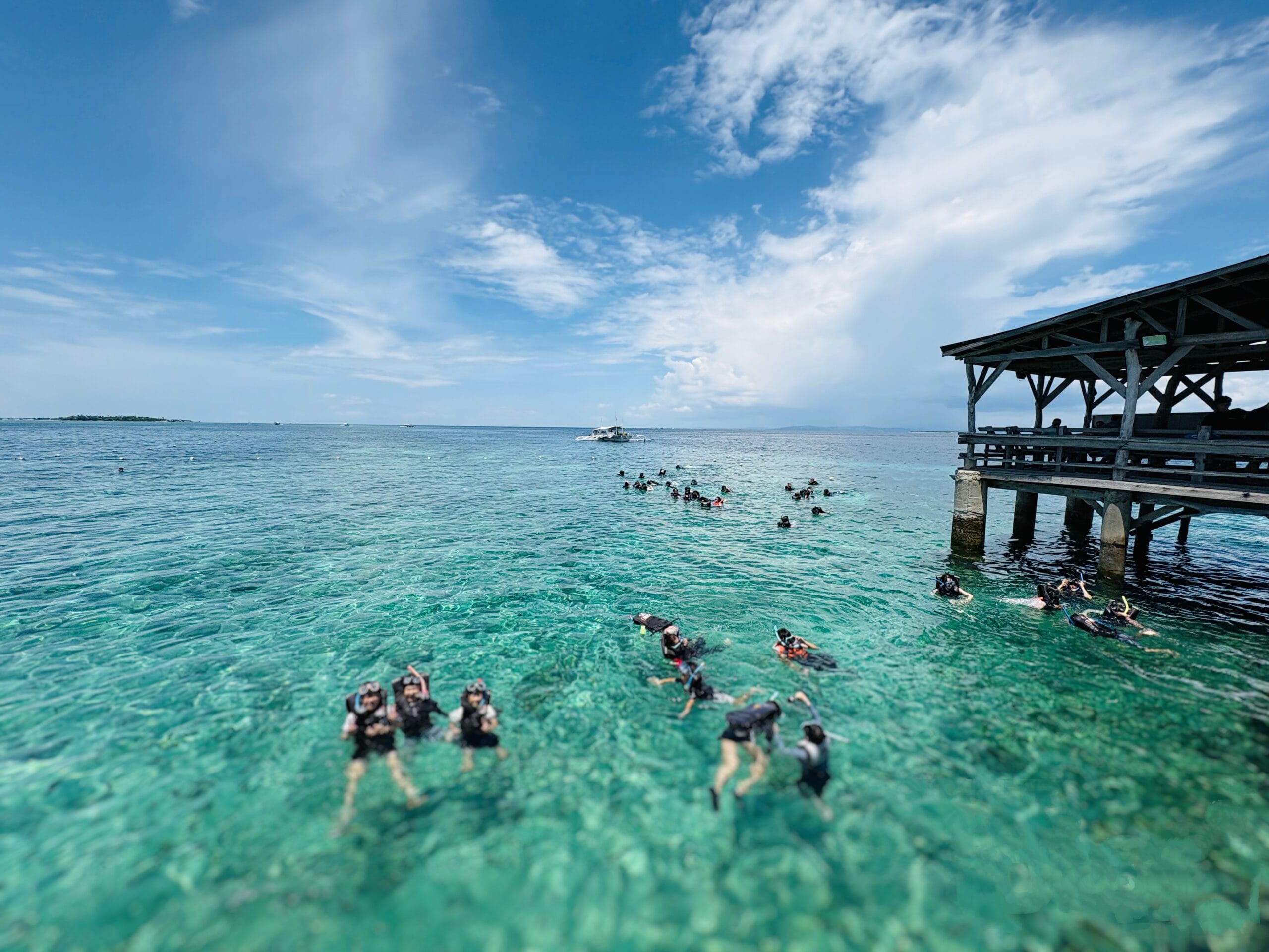 セブ島でシュノーケリングをする様子