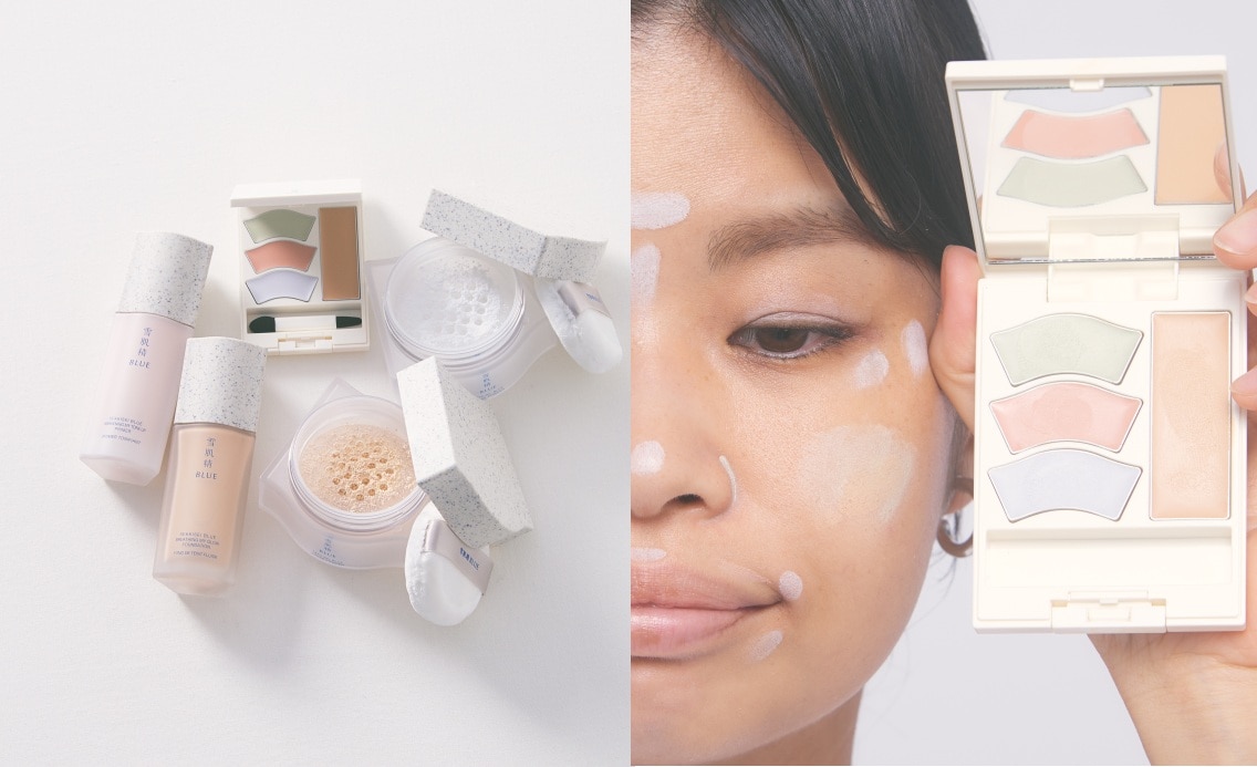 全アイテム紹介【雪肌精 BLUE】からベースメイク誕生！肌の滞りをケアしながら、内側から輝くようなツヤ肌に