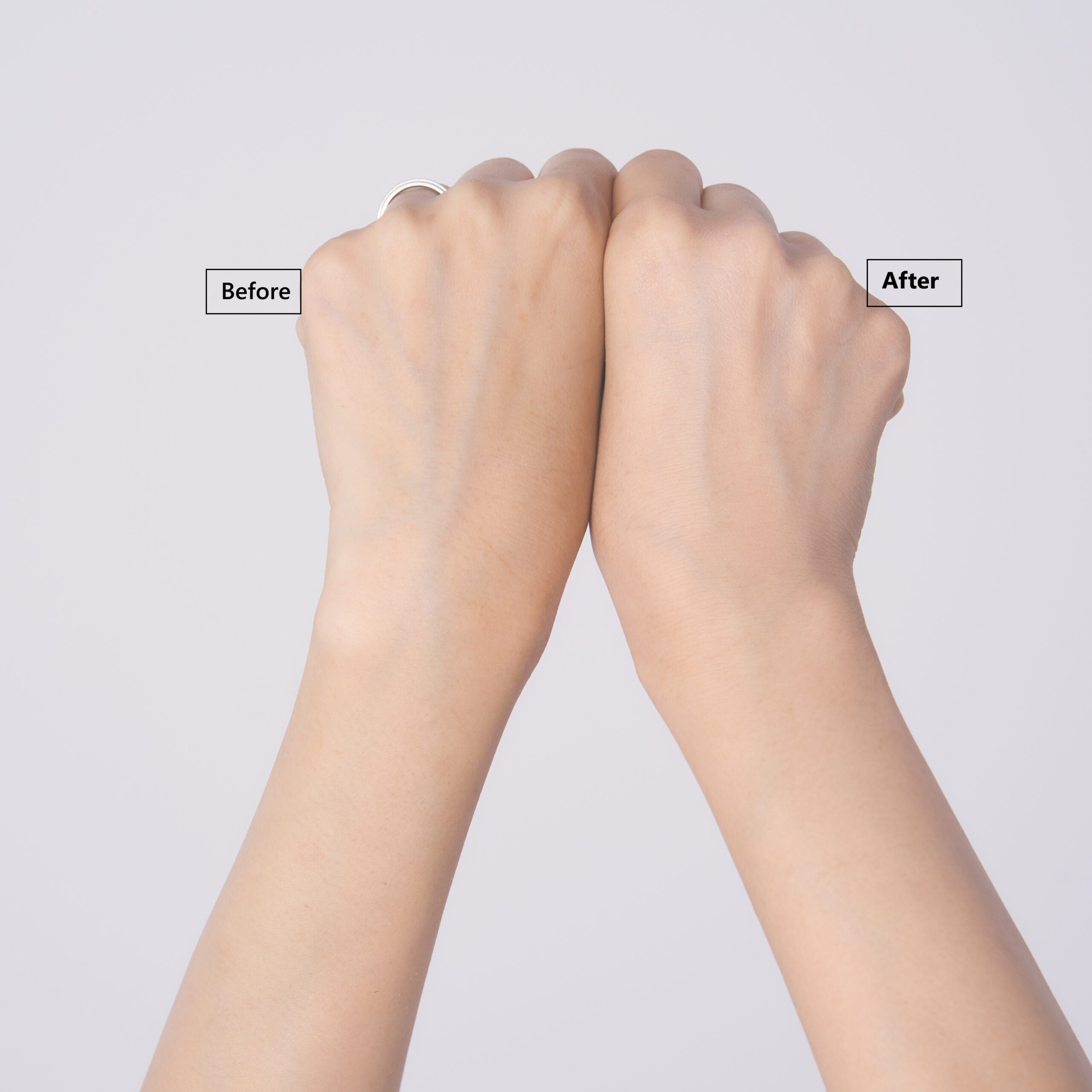 アウェイクニング マイ トーン プライマーの使用前後を比較。