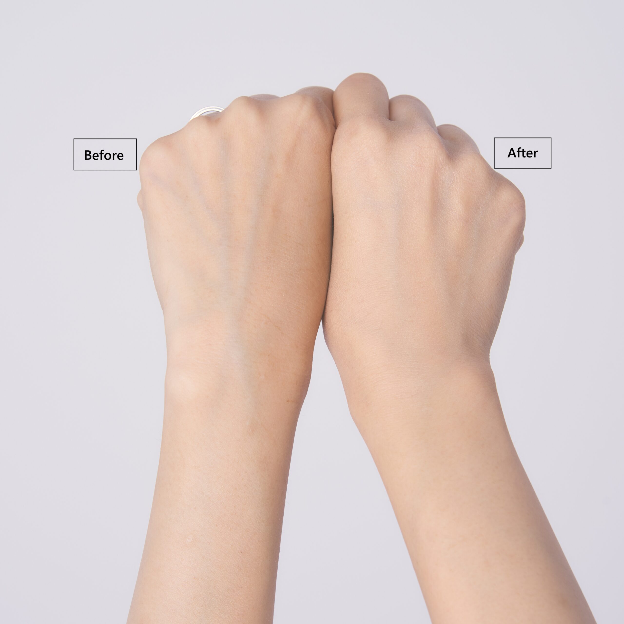 ブリージング マイ グロウ フルイドの使用前後の比較。