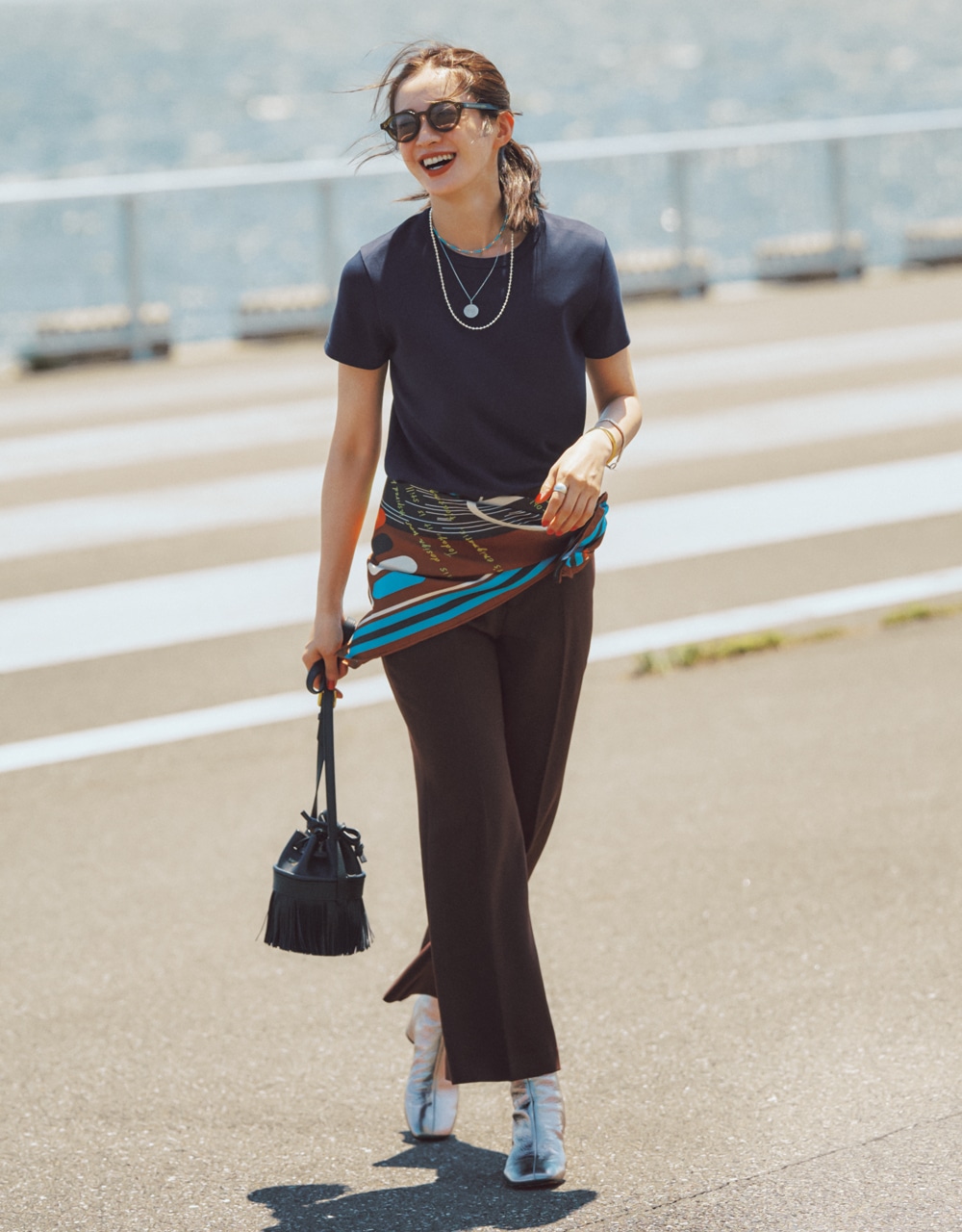 【UNIQLO ブラウンのフレアパンツ】「スマートフレアパンツ」￥3990 コーデ 高垣麗子さん