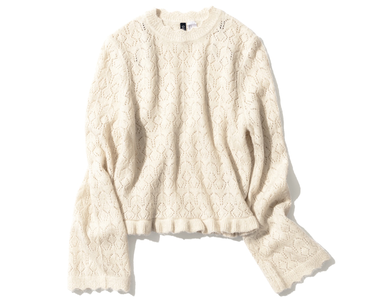 【H&M（エイチアンドエム）】のクロシェ編み調の短丈ニット　￥2999