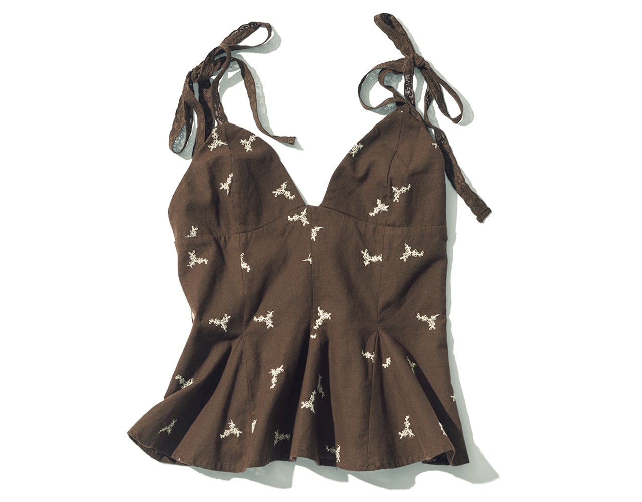 【ZARA（ザラ）】のブラウン小花刺繍入りキャミソール　￥5990