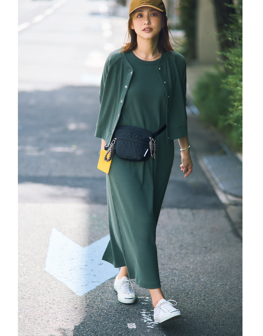 【B:MING by BEAMS（ビーミング by ビームス）】のカーデ＆ワンピのセットアップ　￥10890 コーデ 優木まおみさん