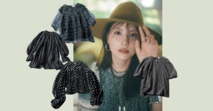 【可愛いプリントブラウス5選】パンツ派に！秋はシックに映える黒ベースの柄が大人の最適解