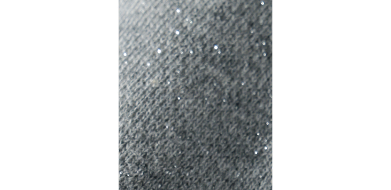 杢調のスウェット生地に細かいラメ。〝さりげない輝き〞にこだわりました。