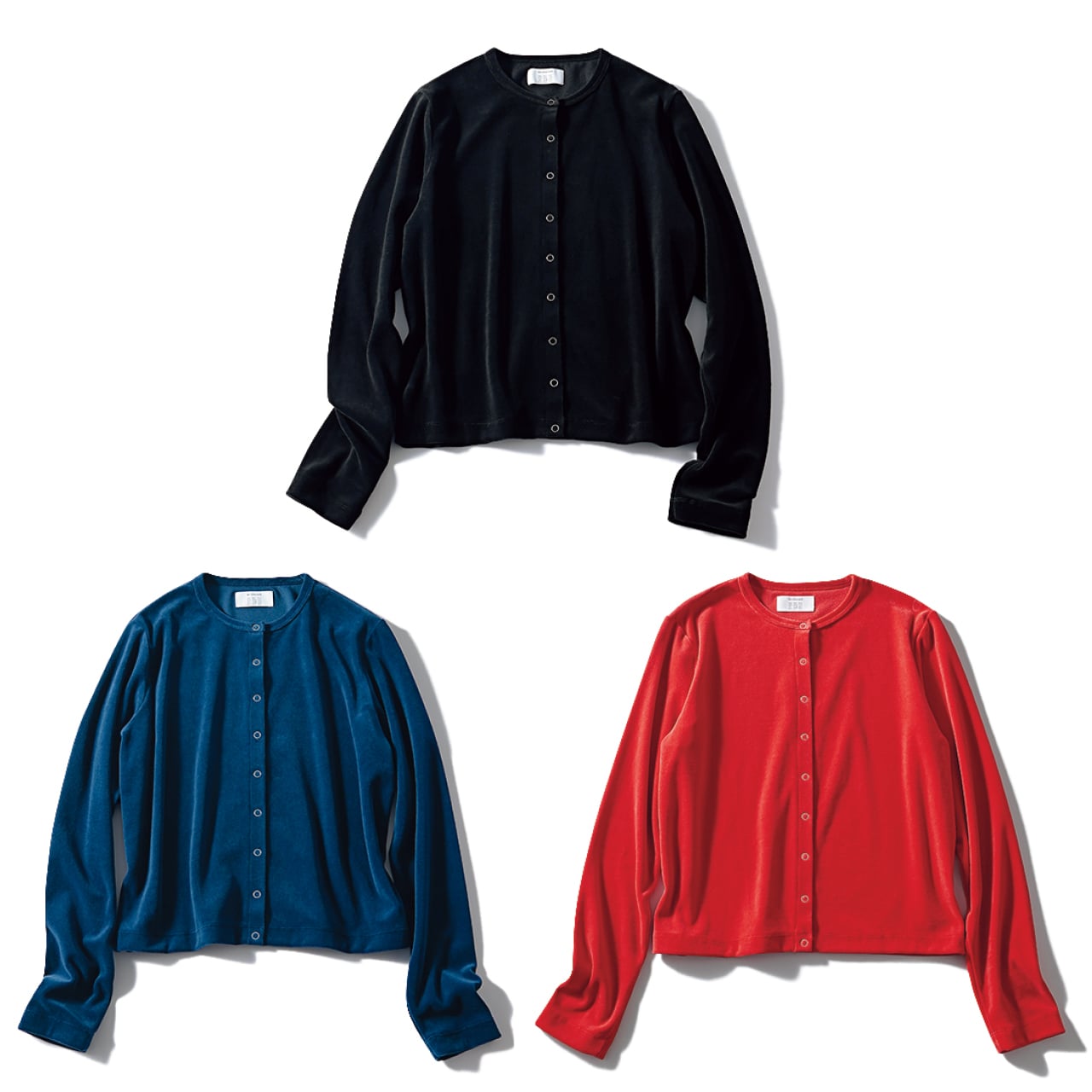 12closet（トゥエルブクローゼット）【洗える】ベロアスナップカーディガン