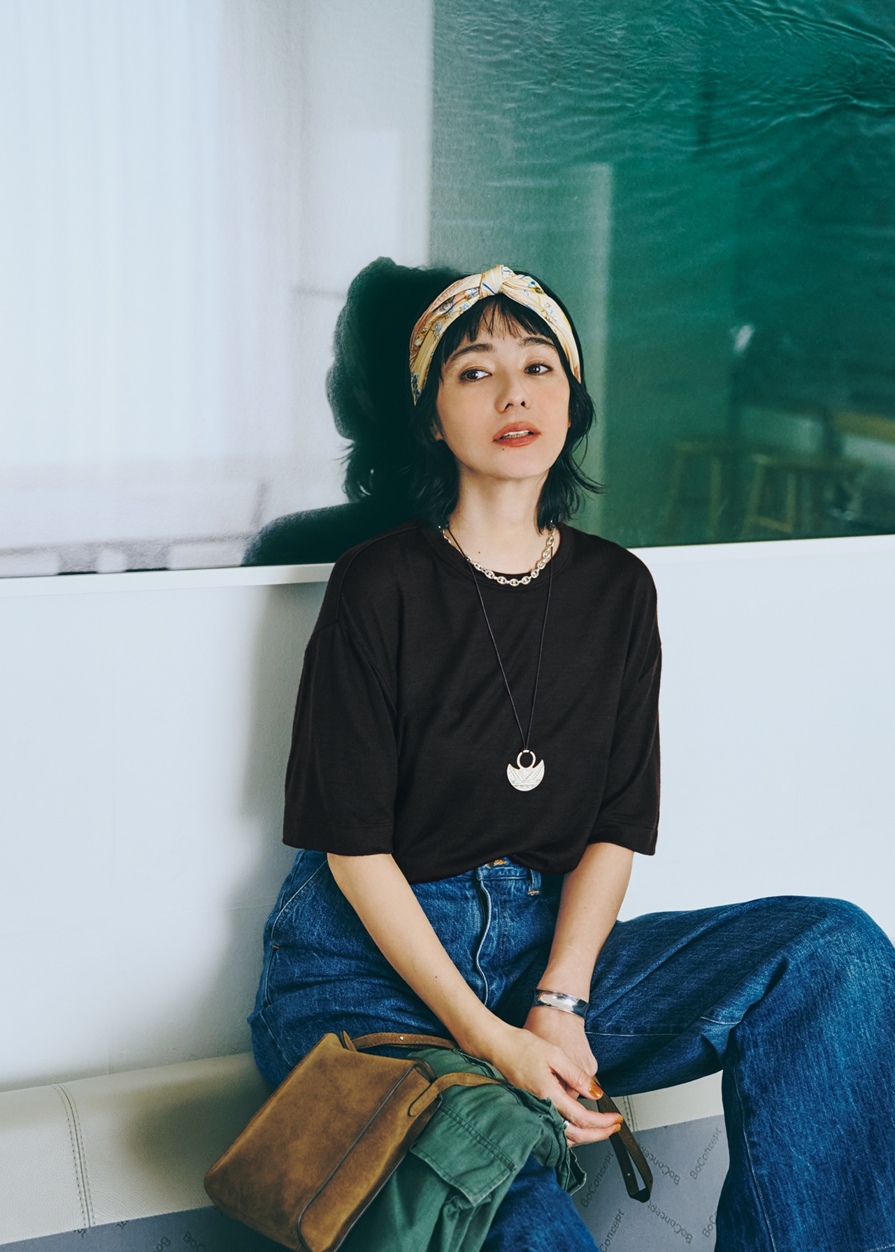 竹下玲奈さんのLEE限定 SLOANE（スローン）【洗える】【ユニセックス】【LEE別注】ウール天竺ニットTシャツのコーデ