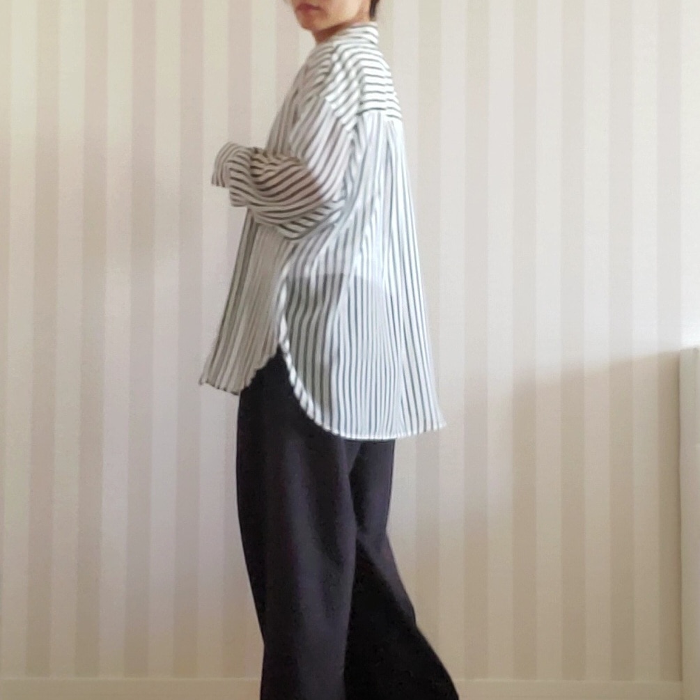 マルゥ MARW ストライプ シアー オーバーシャツ