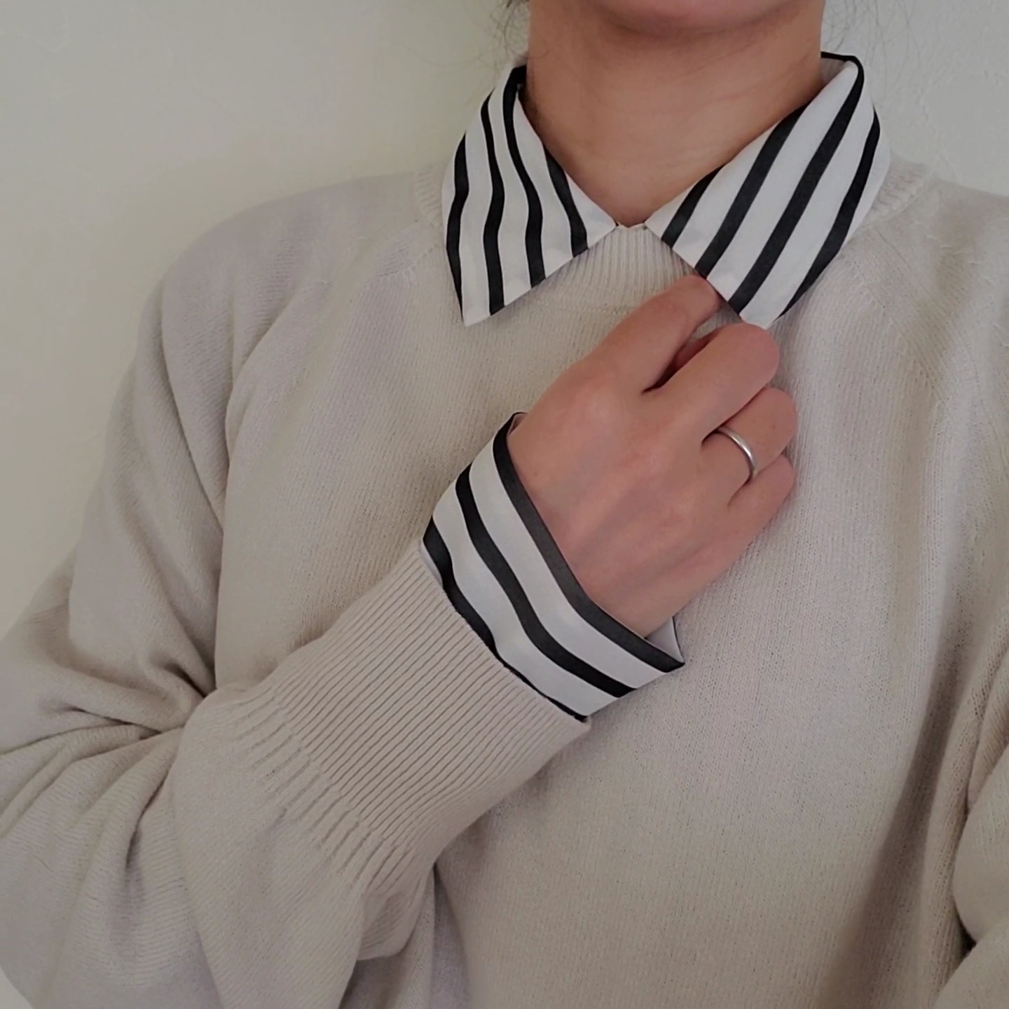 マルゥ MARW ストライプ シアー オーバーシャツ