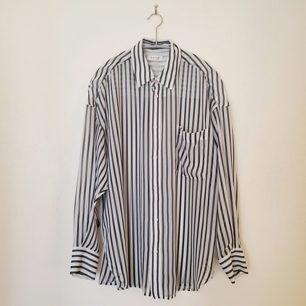 マルゥ MARW ストライプ シアー オーバーシャツ