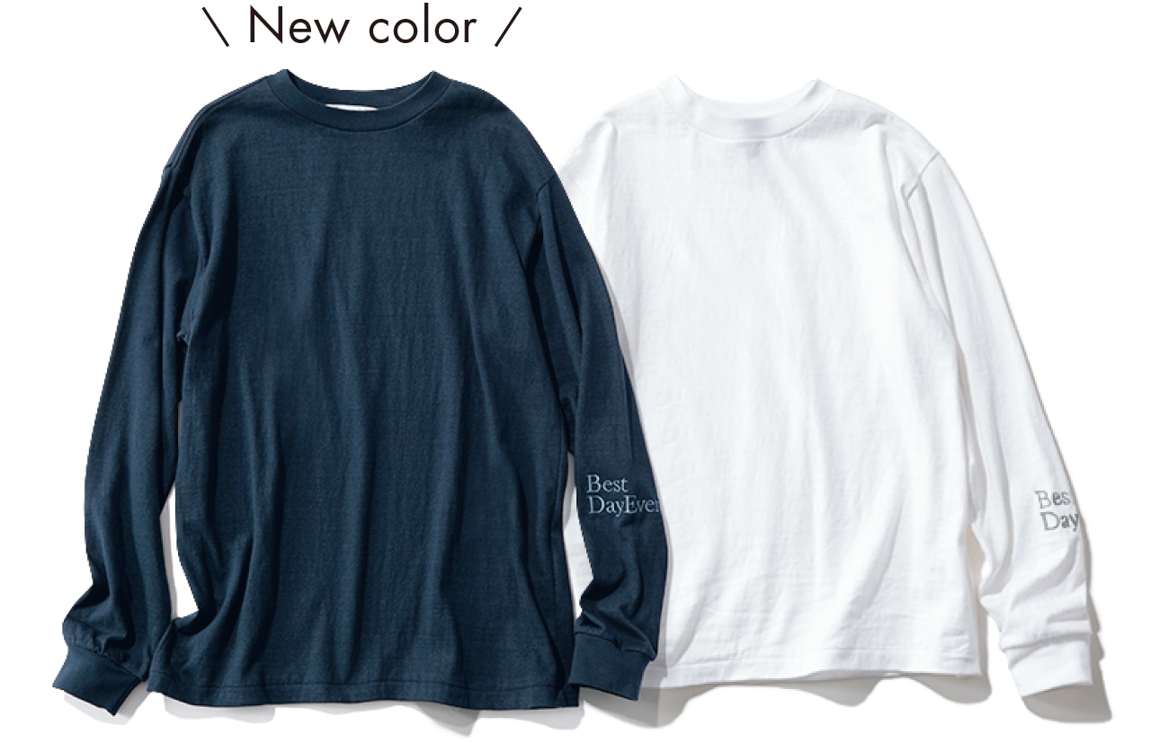 LEE DAYS限定 Americana（アメリカーナ）【洗える】【五明祐子さんコラボ】エンブロイダリーロングスリーブT New color ネイビーとホワイト