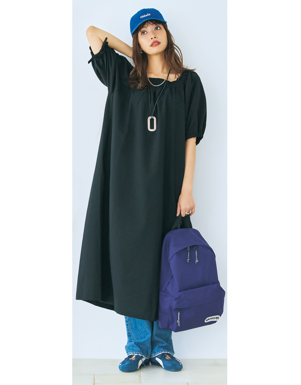 【THOUSAND MILE（サウザンドマイル）】の黒ワンピース ￥14300なら通気性やＵＶ機能も充実 垣内彩未さん