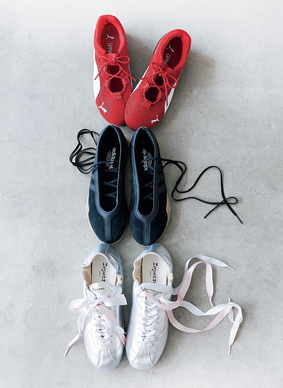 【SPEEDCAT GO WNS】￥13200／プーマ お客様サービス（プーマ）　【TAEKWONDO MEI BALLET】￥12100／アディダス コールセンター（アディダス オリジナルス） 【Tennis Silk】￥67100／ルック ブティック事業部（レペット）