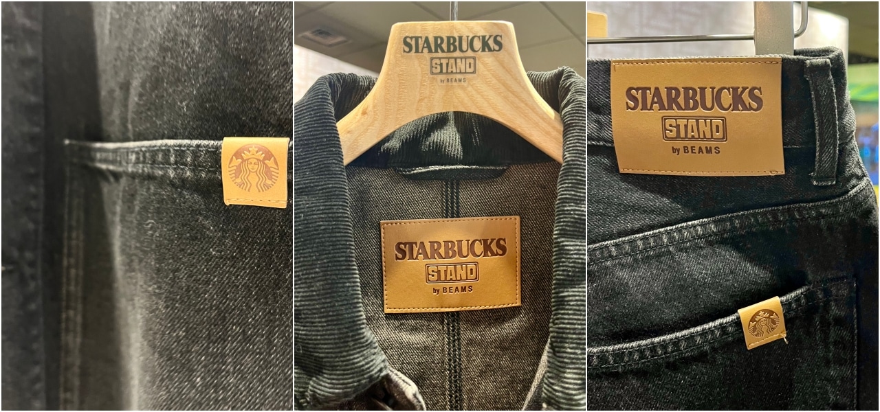 STARBUCKS STAND by BEAMSのブラックデニムのレザーパッチ