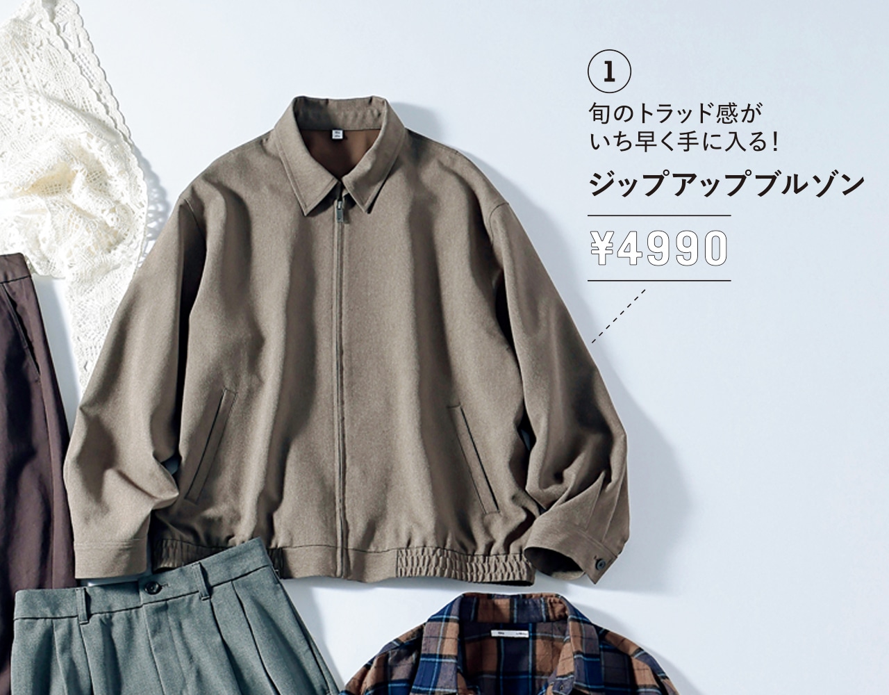 【GU（ジーユー）】ジップアップブルゾン　￥4990