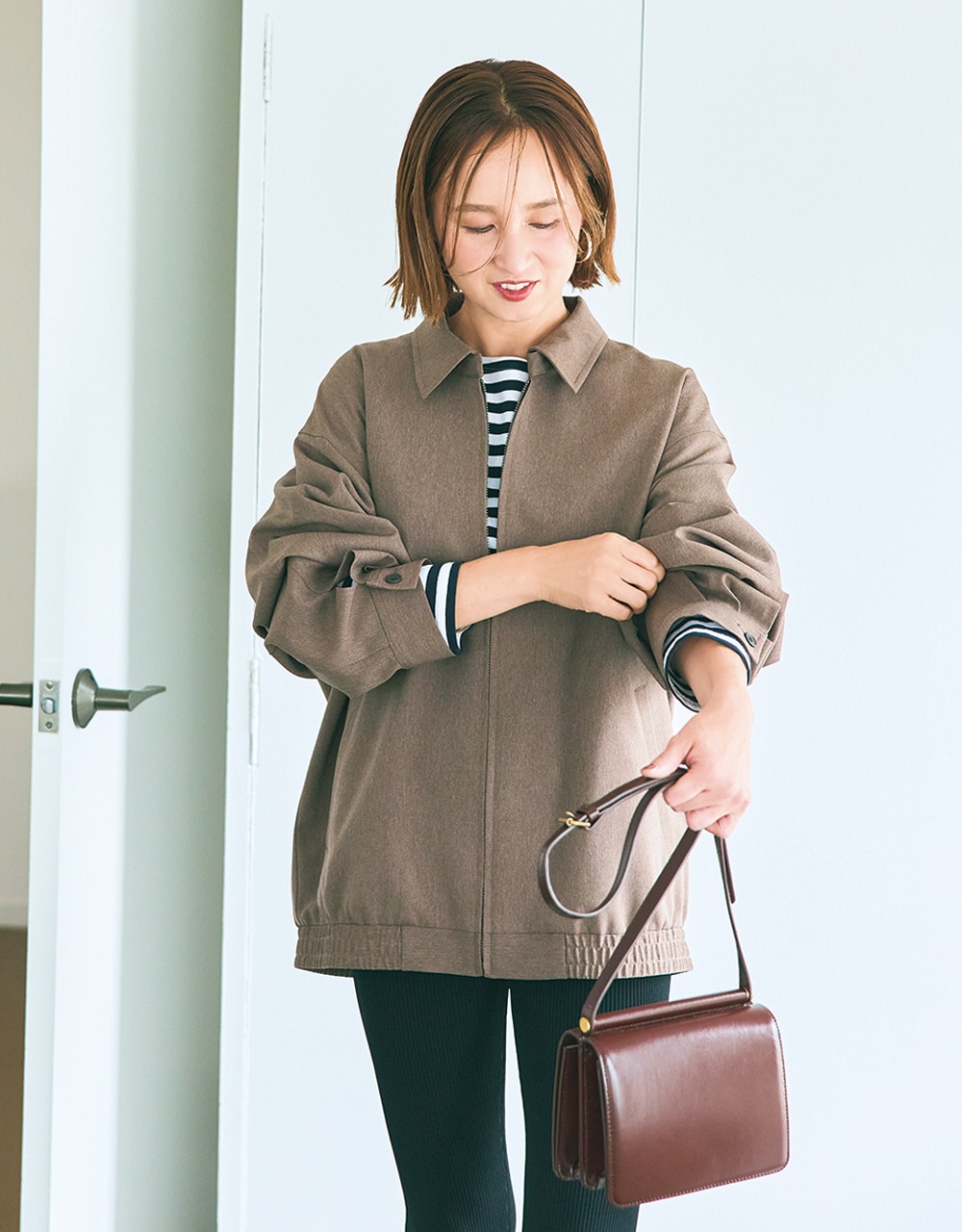 GU ジップアップブルゾン［メンズ］コーデ 水野利香さん