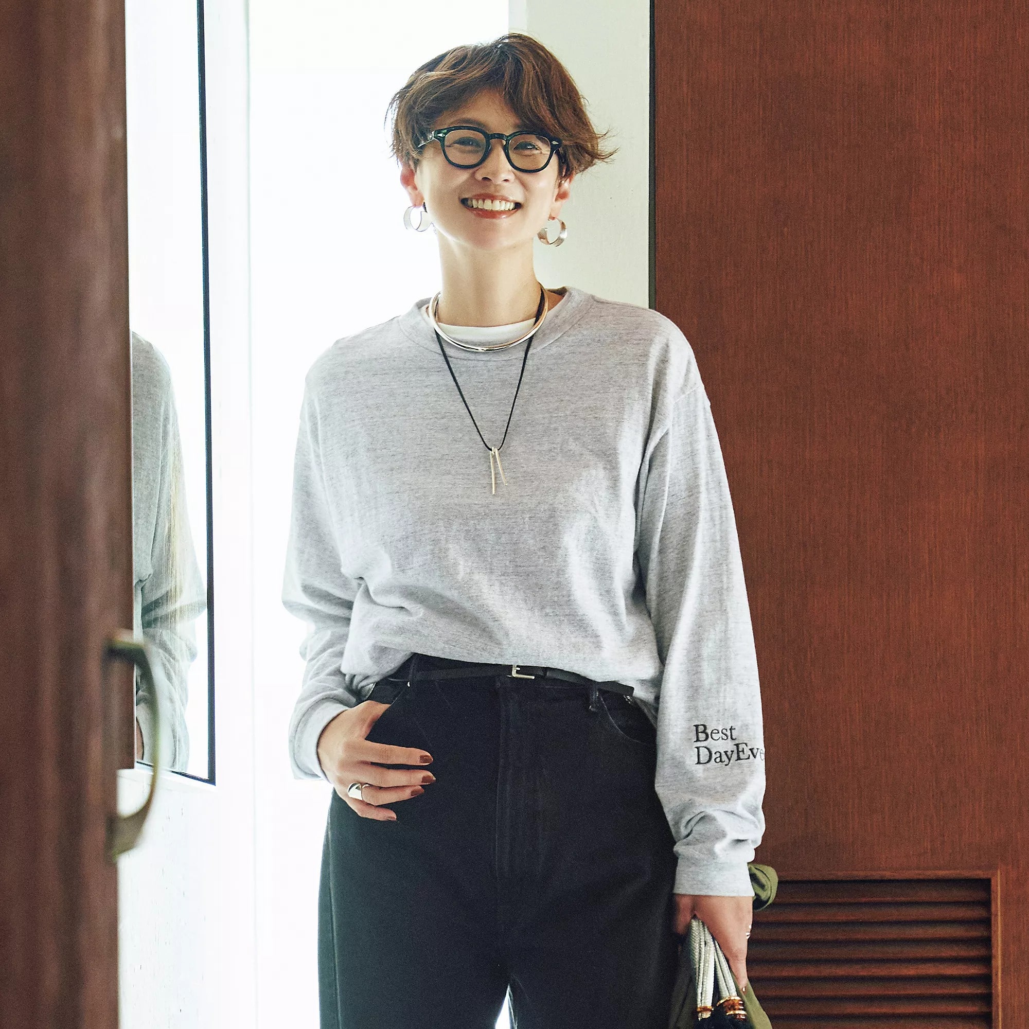 Americana
【五明祐子さんコラボ】【洗える】エンブロイダリーロングスリーブT
￥11,550　五明祐子さん着用グレー