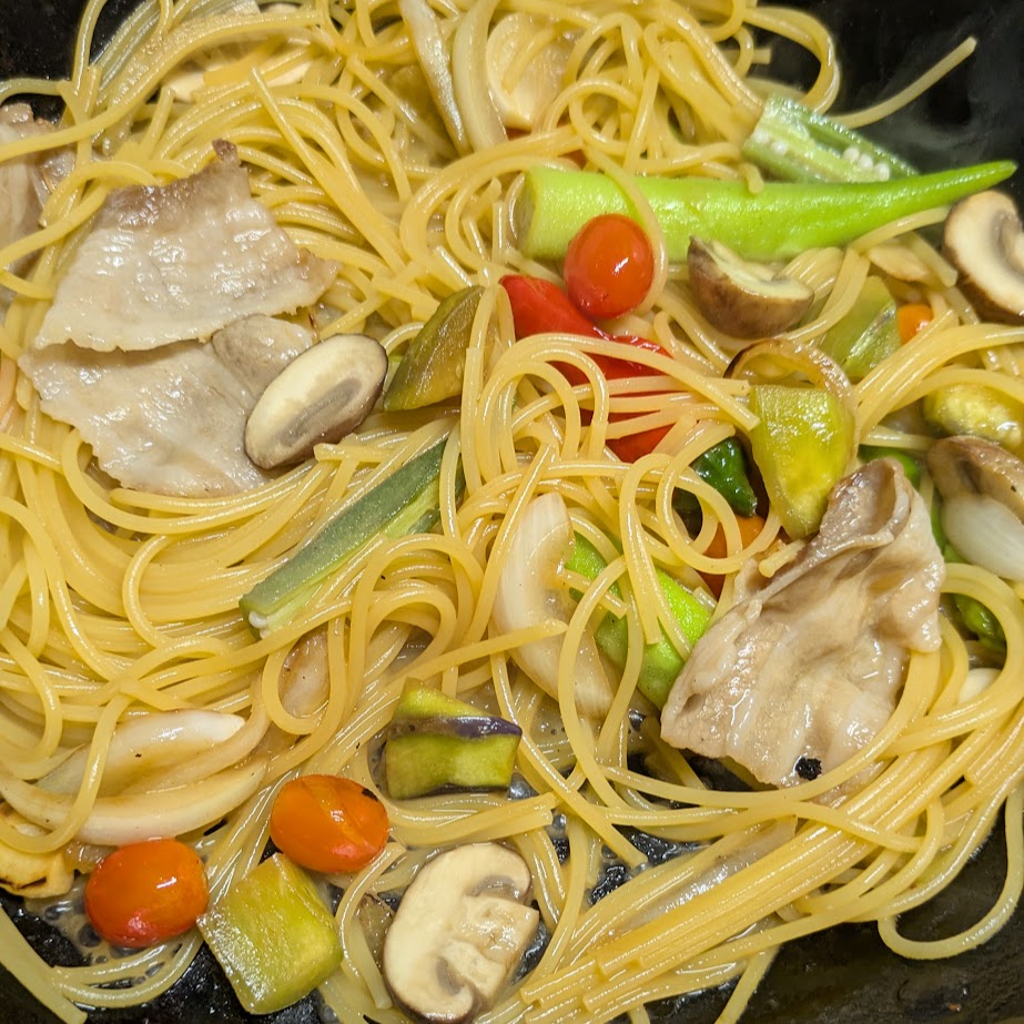 夏野菜　パスタ　地産地消