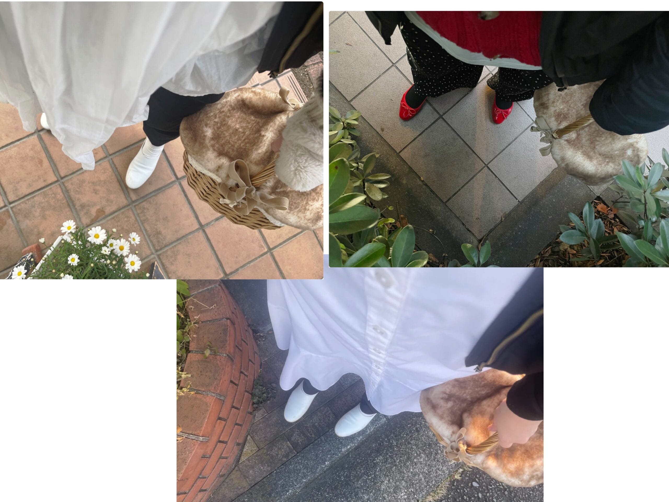 Kazumi×Samansa Mos2コラボのマルチWAYカゴバッグを使った足元写真3枚