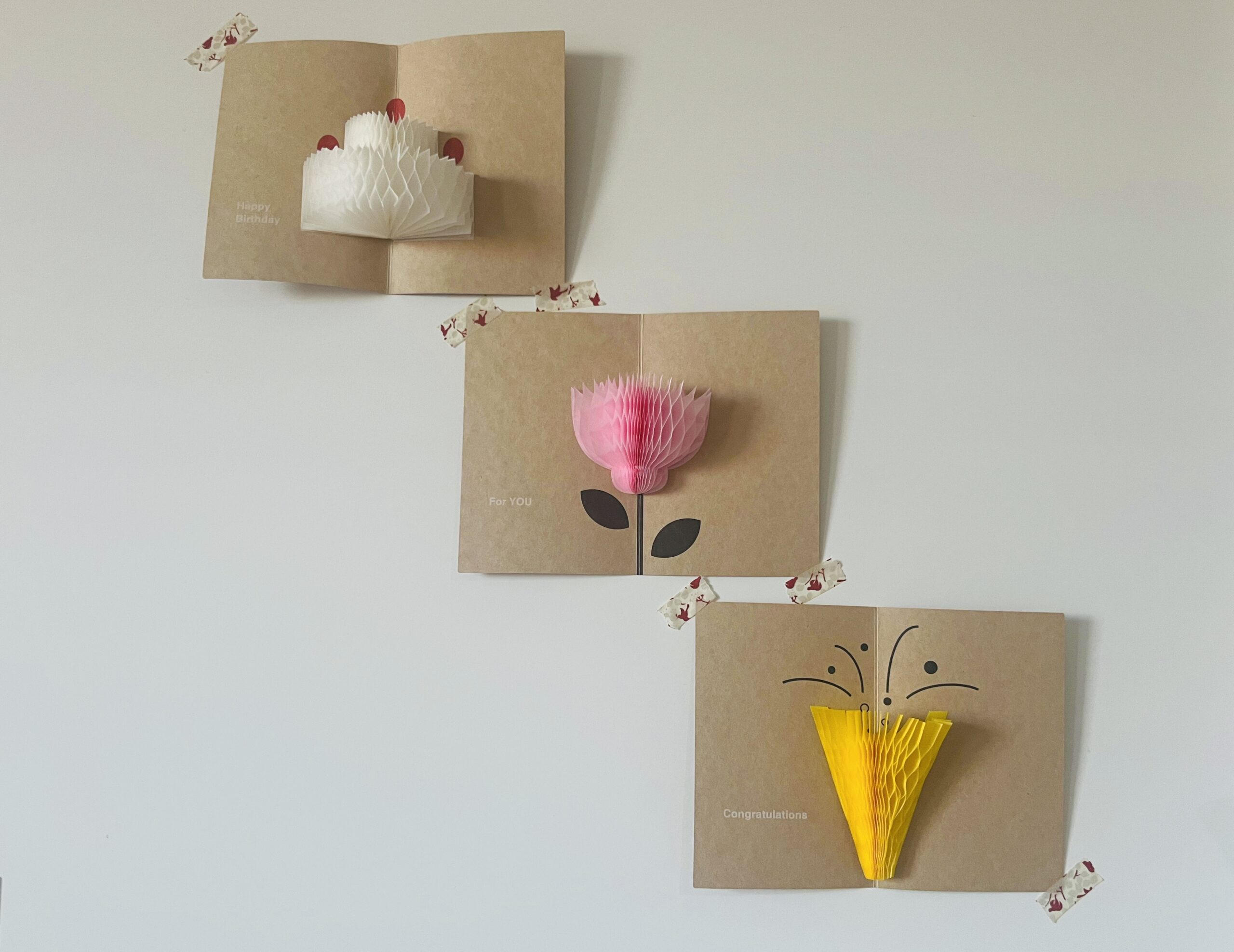 【無印良品】3種類のハニカムペーパーメッセージカードが可愛い！「クラッカー・花・ケーキ」TB icoco