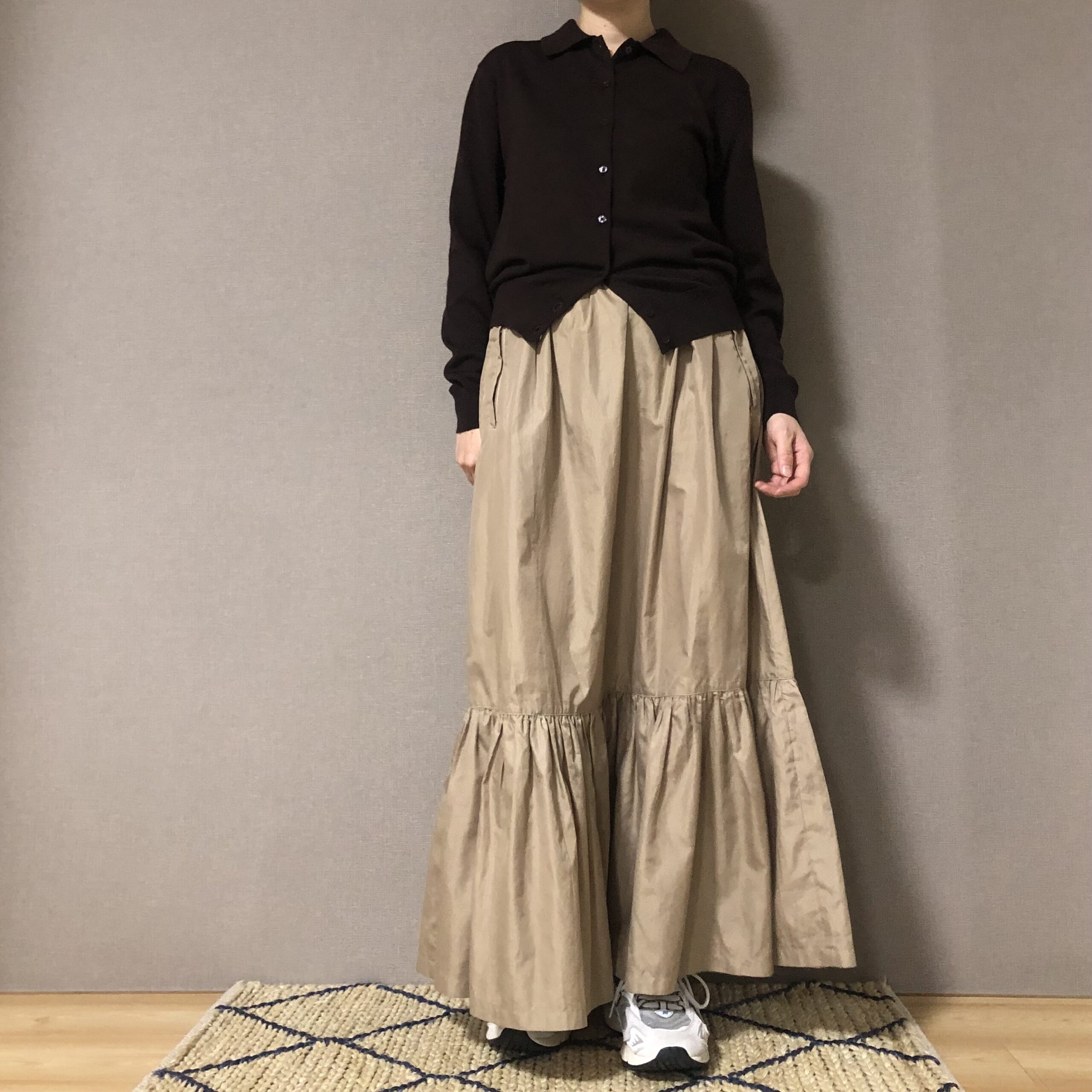 無印良品　婦人　洗えるウールハイゲージポロカーディガン　ダークブラウン　S　サイズ