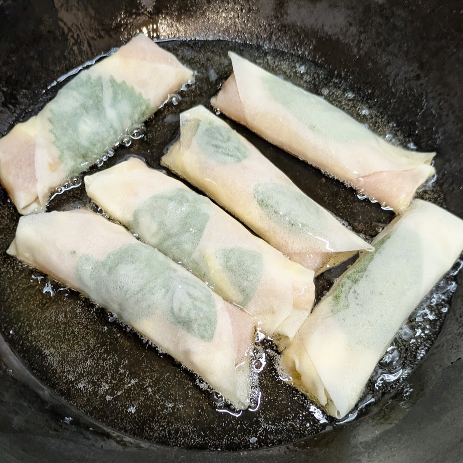 少ない油　揚げ焼き　春巻き