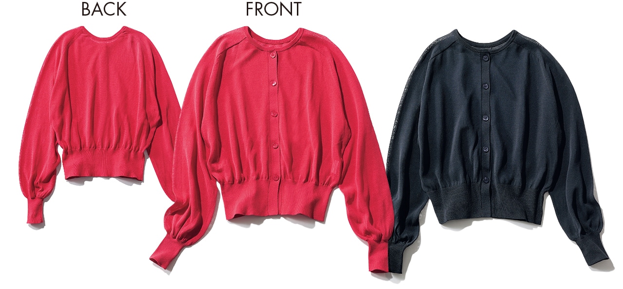 LEE限定 12closet（トゥエルブクローゼット）【洗える】前後2wayシアーカーディガン FRONT BACK