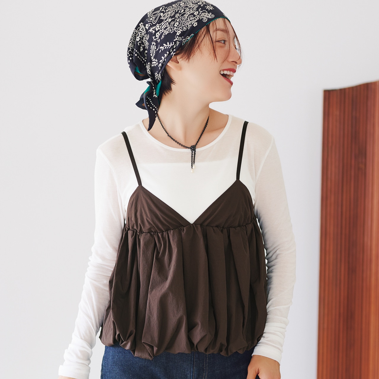 emmi（エミ）【洗える】ナイロンバルーンビスチェ