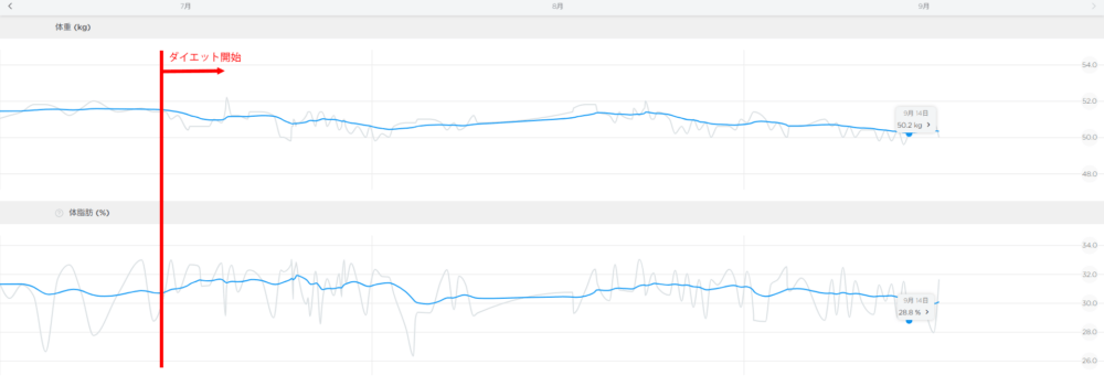 ダイエット　体重　体脂肪率