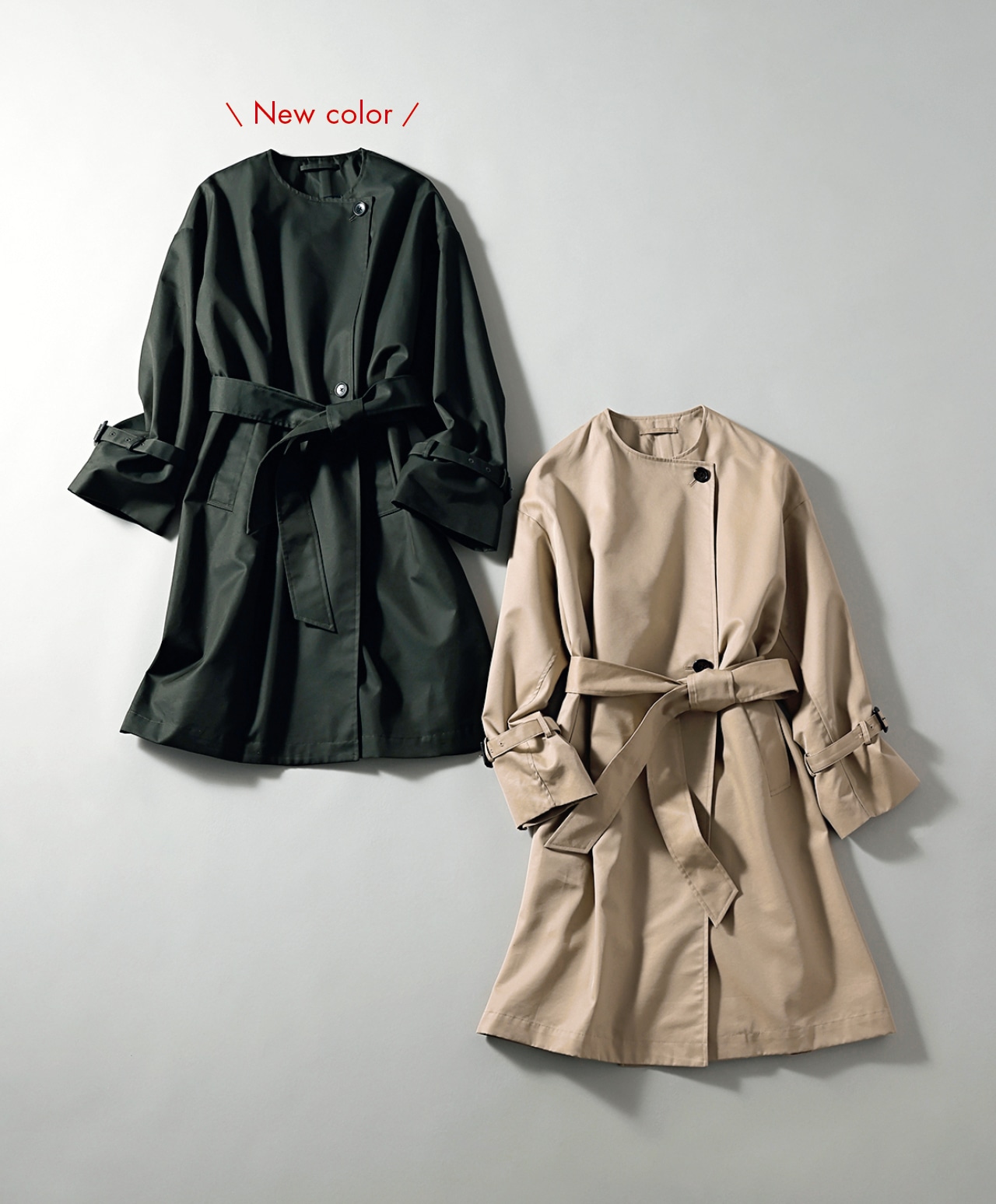 12closet（トゥエルブクローゼット）【洗える】【撥水】ノーカラートレンチコート