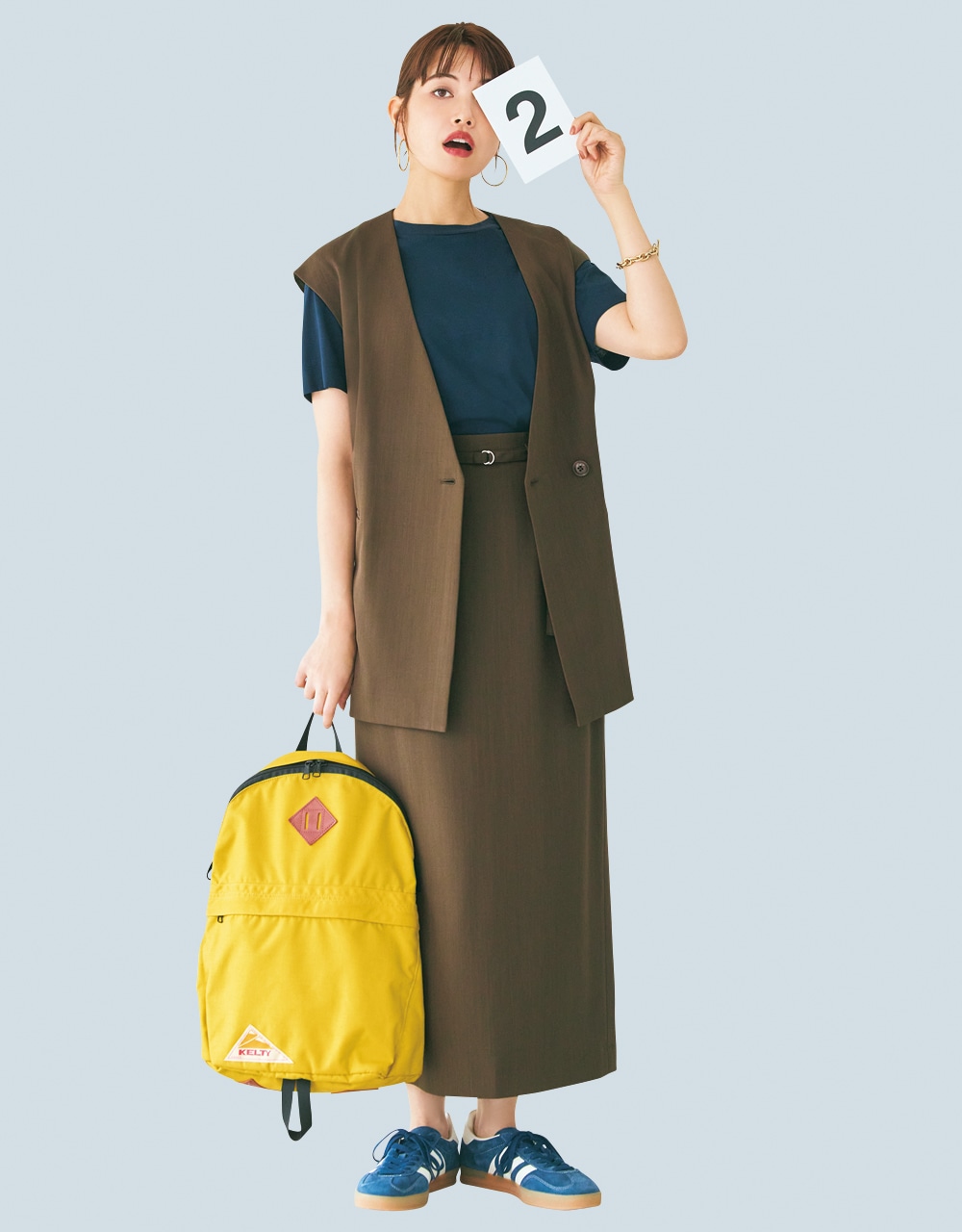 【NATURAL BEAUTY BASIC（ナチュラルビューティーベーシック）】のセットアップ ジレ&スカート　コーデ